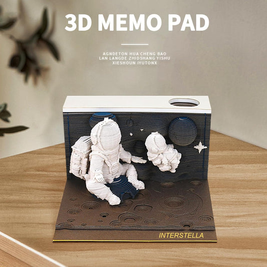Astronauts Paper Notepad 3D Memo Pads with Pen Holder