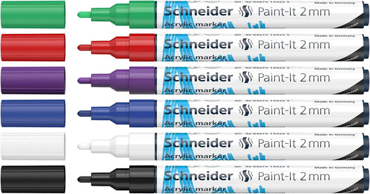 Schneider Paint-It 310 Acrylic Marker Set 2mm 6 Color Pack
