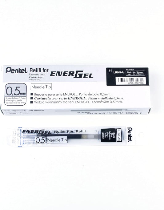Pentel Refill Ink for EnerGel Gel Pen,0.5mm,Needle Tip,Box of 12
