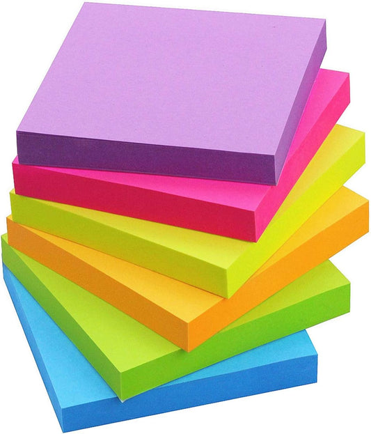 Square Sticky Notes 6 Color 100 Sheets/Pad