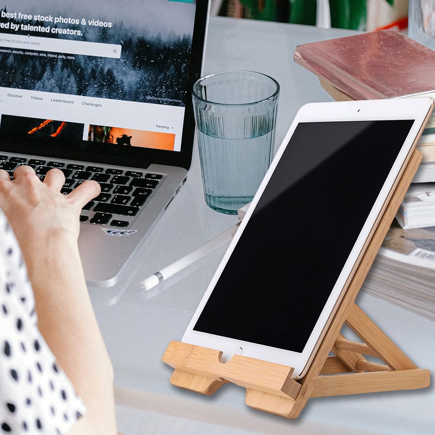 Bamboo Tablet iPad Stand Holder Adjustable