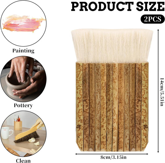 2Pcs Hake Blender Bamboo Painting Brushes