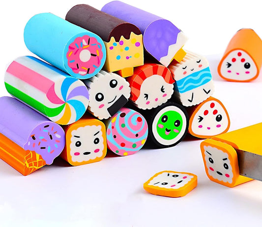 Food Sushi Desserts Long Pencil Erasers 12 Pack
