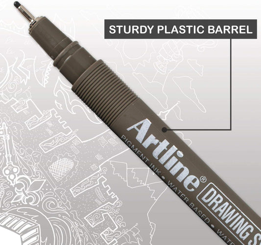 Artline Drawing System Pens, 0.1, 0.2, 0.3, 0.4, 0.5, 0.8 mm ,6 Pack