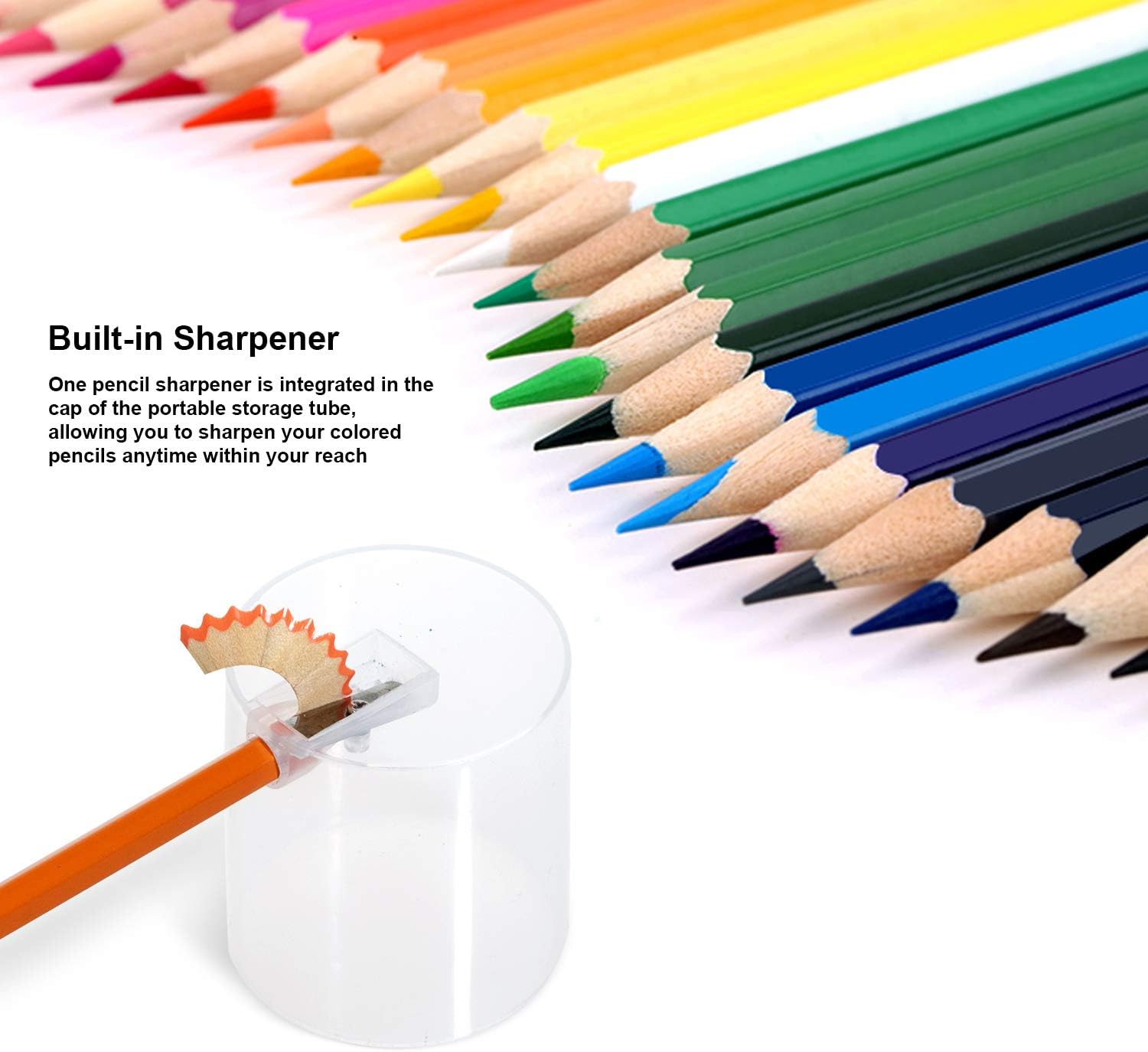 Deli 36 Colored Pencils with Built-in Sharpener in Tube Cap