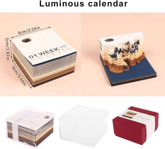 2024 Time Piece 3D Castle Desk Calendar With Led Lights - TTpen