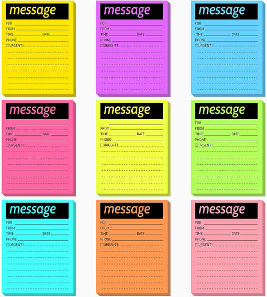 9pcs Telephone Message Sticky Notes Pads 4 x 5 Inch (Fluorescent Colors)