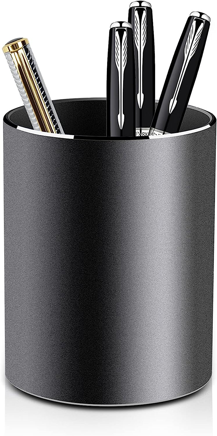 Round Desk Metal Pen Holder Aluminum Pencil Holder