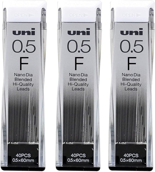 Uni Mechanical Pencil Lead,Nano Dia,0.5mm F 3 Pack