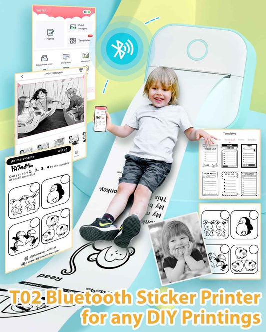 Phomemo T02 Inkeless Bluetooth Thermal Sticker Printer with 1 Roll Paper - TTpen