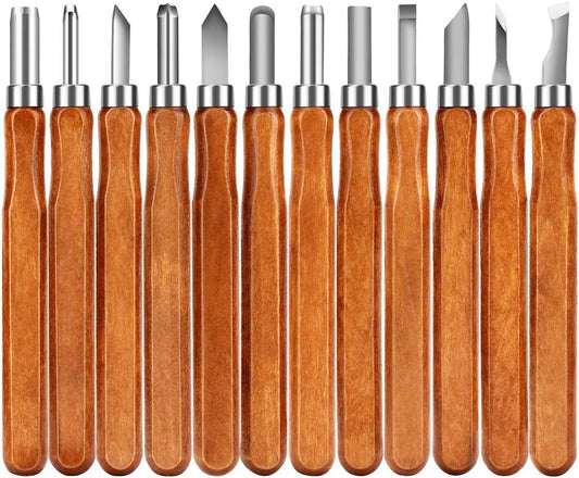 12PCS Wood Carving Tools,SK2 Carbon Steel