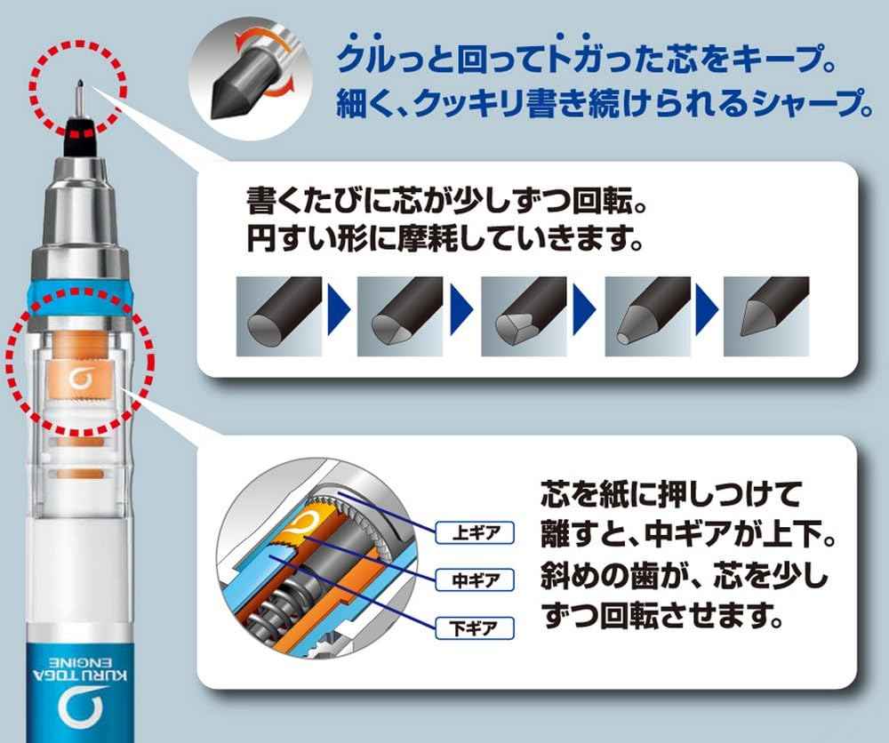 Uni M5-452 Kuru Toga Mechanical Pencil,Pipe Slide 0.5 mm Blue - TTpen