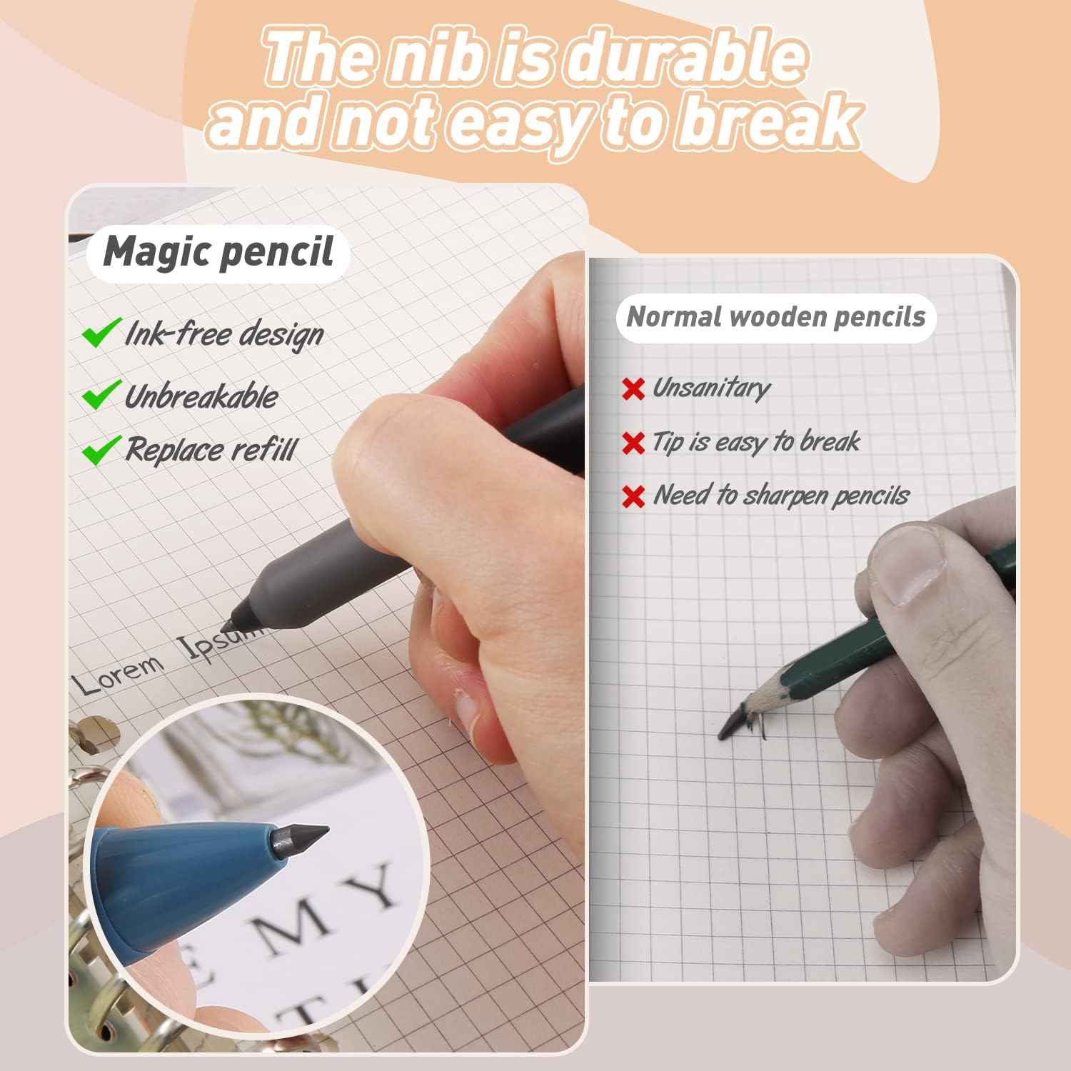 4PCS Inkless Magic Everlasting Pencil with 10 Replaceable Nibs - TTpen