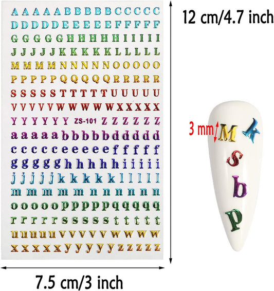 3mm Mini Alphabet Letters Stickers Self Adhesive 8 Sheets