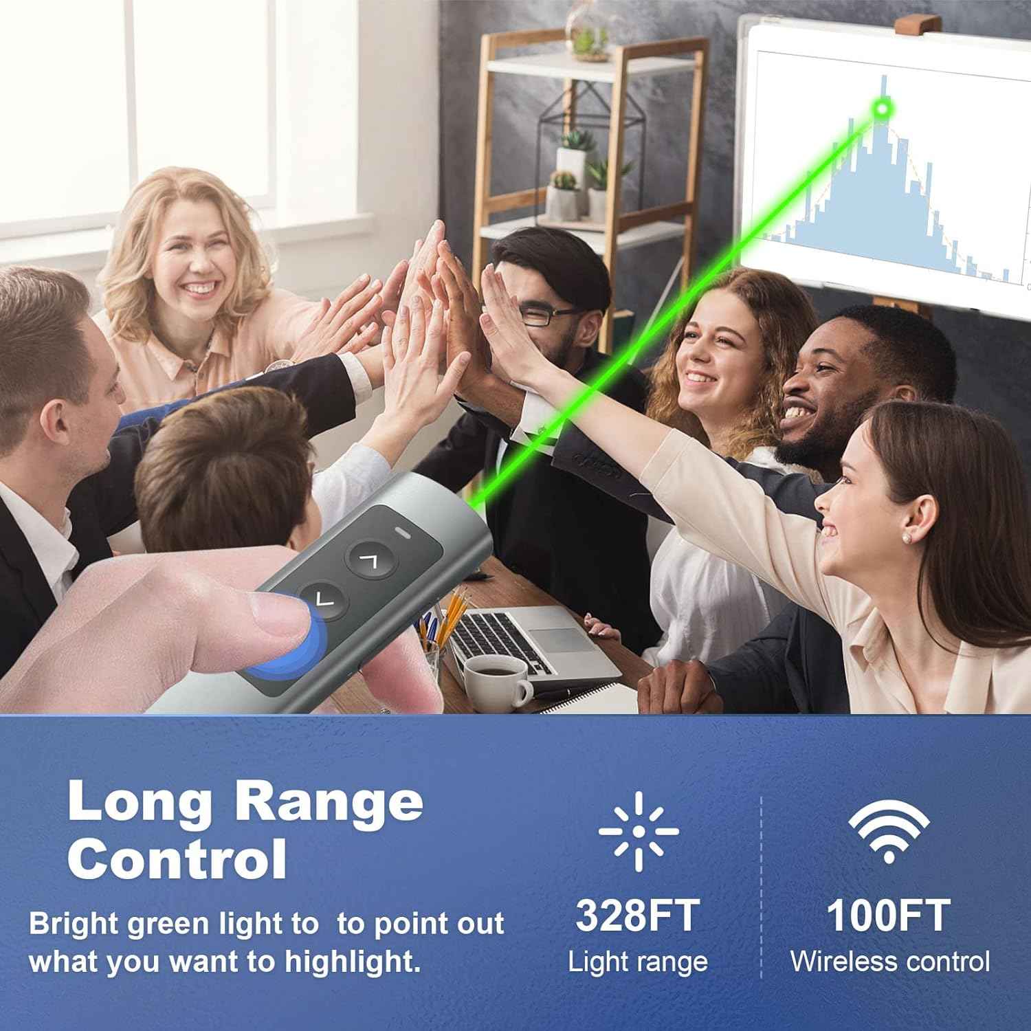 Rechargeable Green Laser Pointer Presentation Clicker for Laptop PowerPoint - TTpen