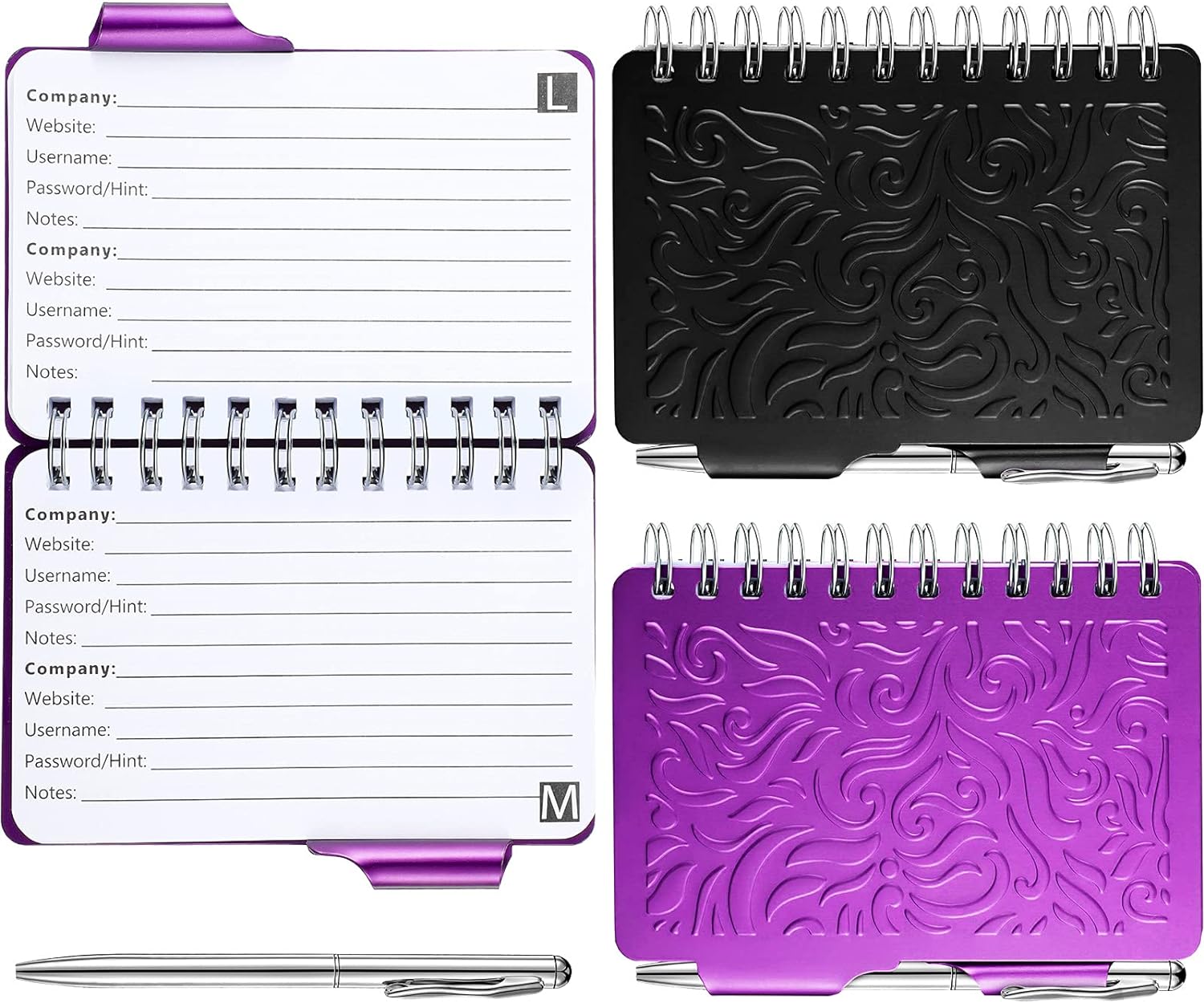 2Pcs Protable Notebook Elegant Mandala Password Book Keeper with Pen