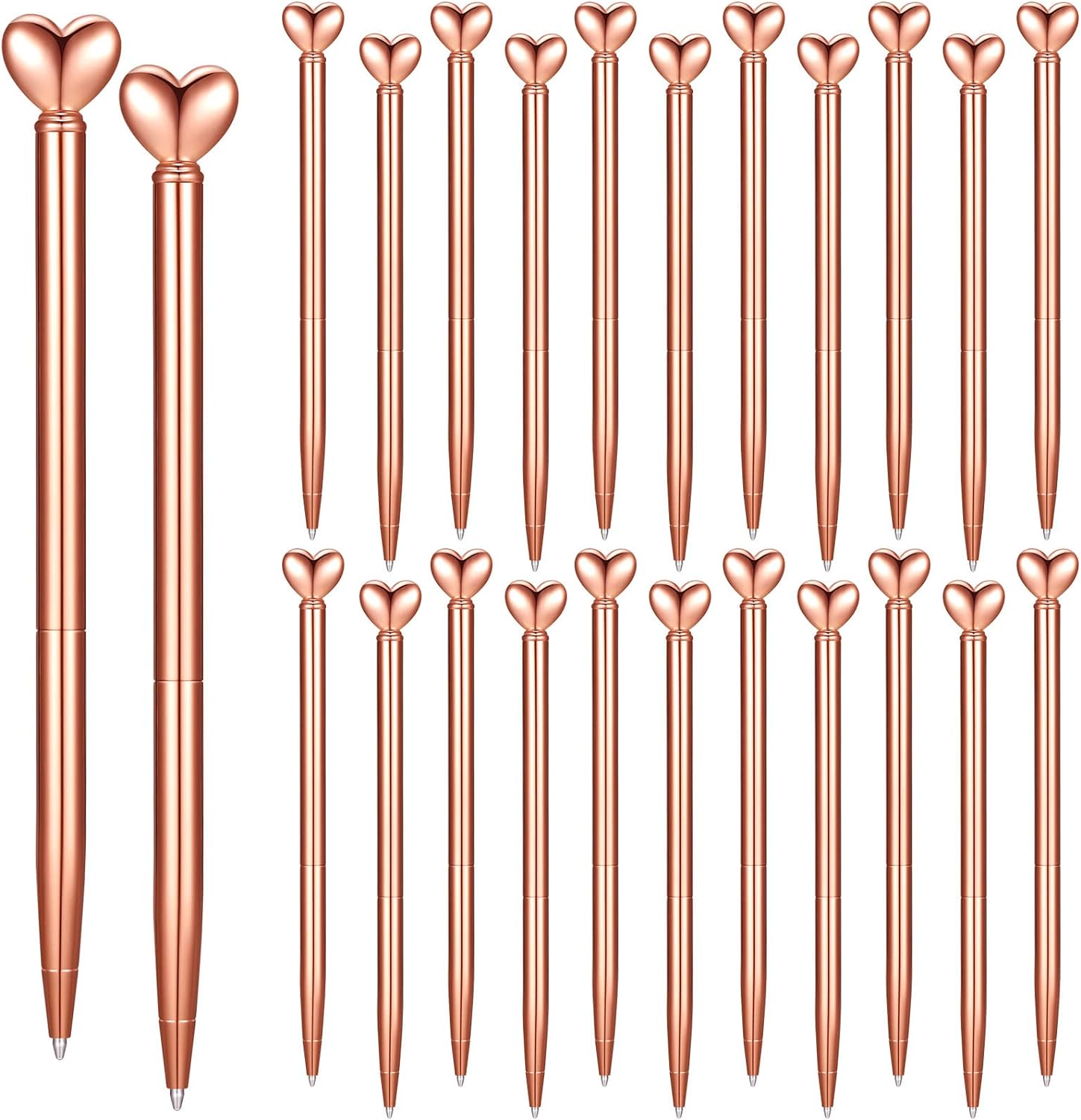 24Pcs Heart Shaped Retractable Metal Ballpoint Pens
