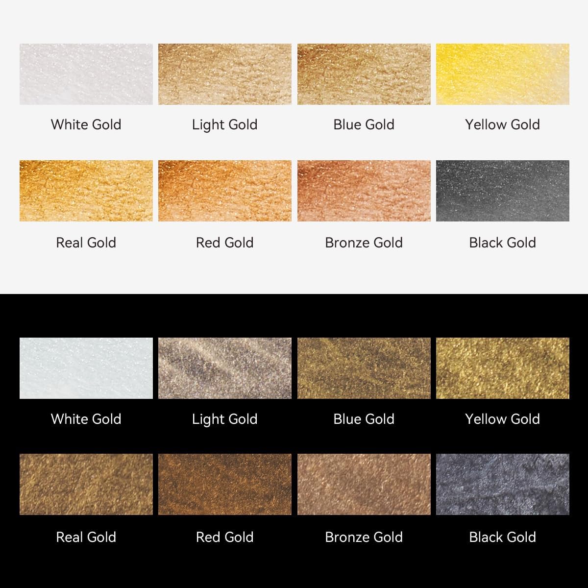 Superior Metallic Waterolor Paints,8 Shimmery Gold Colors
