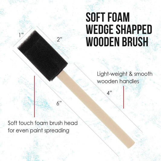 1 inch Foam Sponge Wood Handle Paint Brush Set 50 Pack