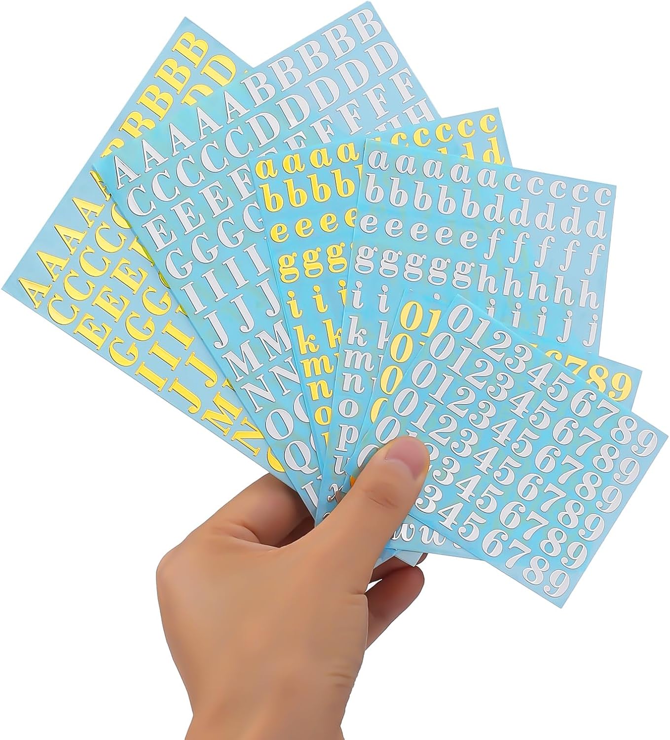 9mm Alphabet Number Stickers Self Adhesive 6 Sheets