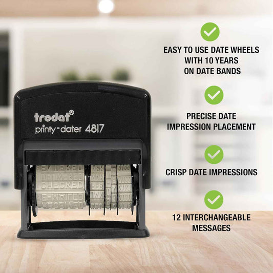 Trodat Printy-Dater 4817 Rubber Date Stamp – Self Inking