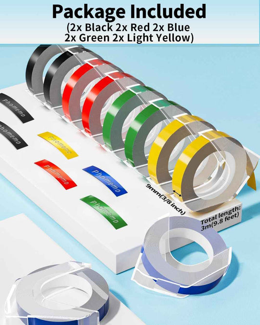 Phomemo Plastic 9mm Embossing Tapes for Dymo Label Maker Red - TTpen