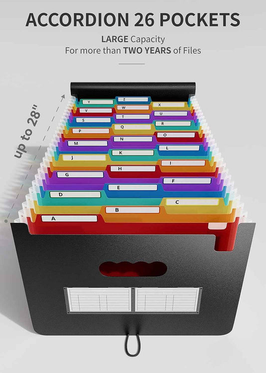 26 Pockets Expanding Accordian File Organizer Keeper A4 Size - TTpen
