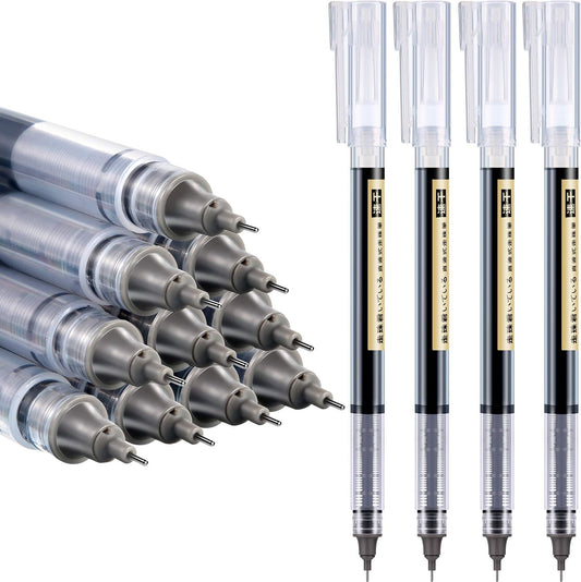 12Pcs Rolling Ball Pens Quick-Drying Liquid Ink 0.5 mm Extra Fine Point