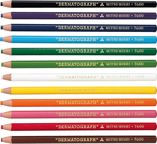 Mitsubishi Pencil Oil-Based Dermatograph Colored Pencils 12 Colors