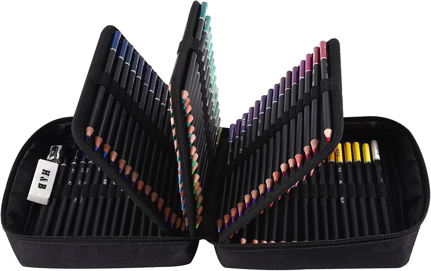 H&B 120 Colored Pencils Kit Oil Based with Zipper Storage Case