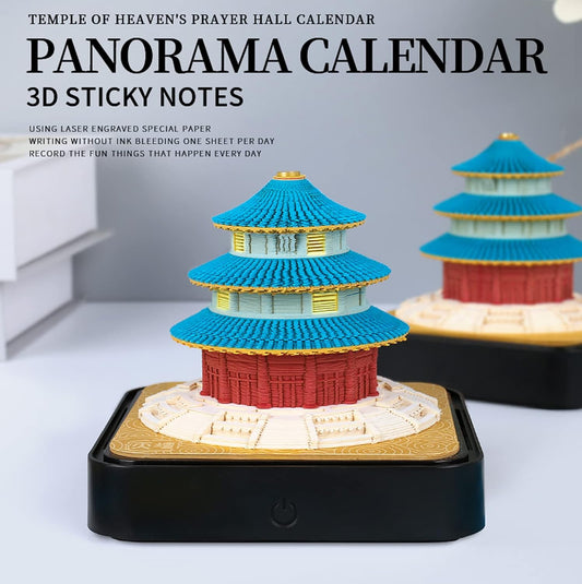 2024 Desk Calendar 3D Memo Pad with Light Temple of Heaven
