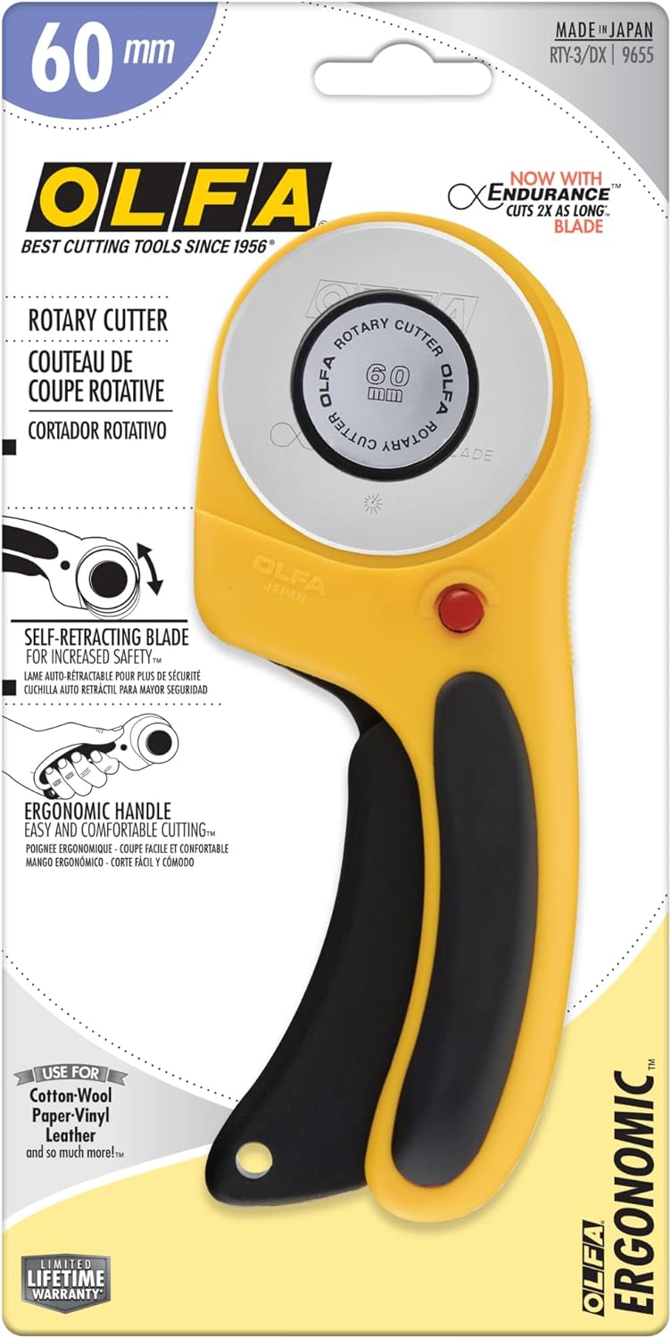 OLFA 60mm Ergonomic Quilting Rotary Cutter (RTY-3/DX)