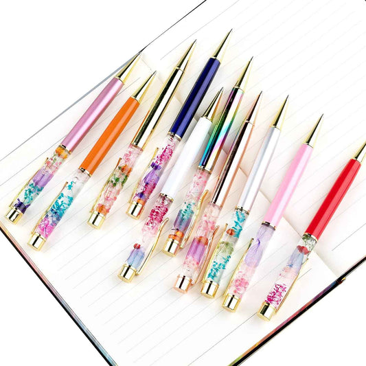 10 Color Metal Ballpoint Pens with Herbarium Floral - TTpen