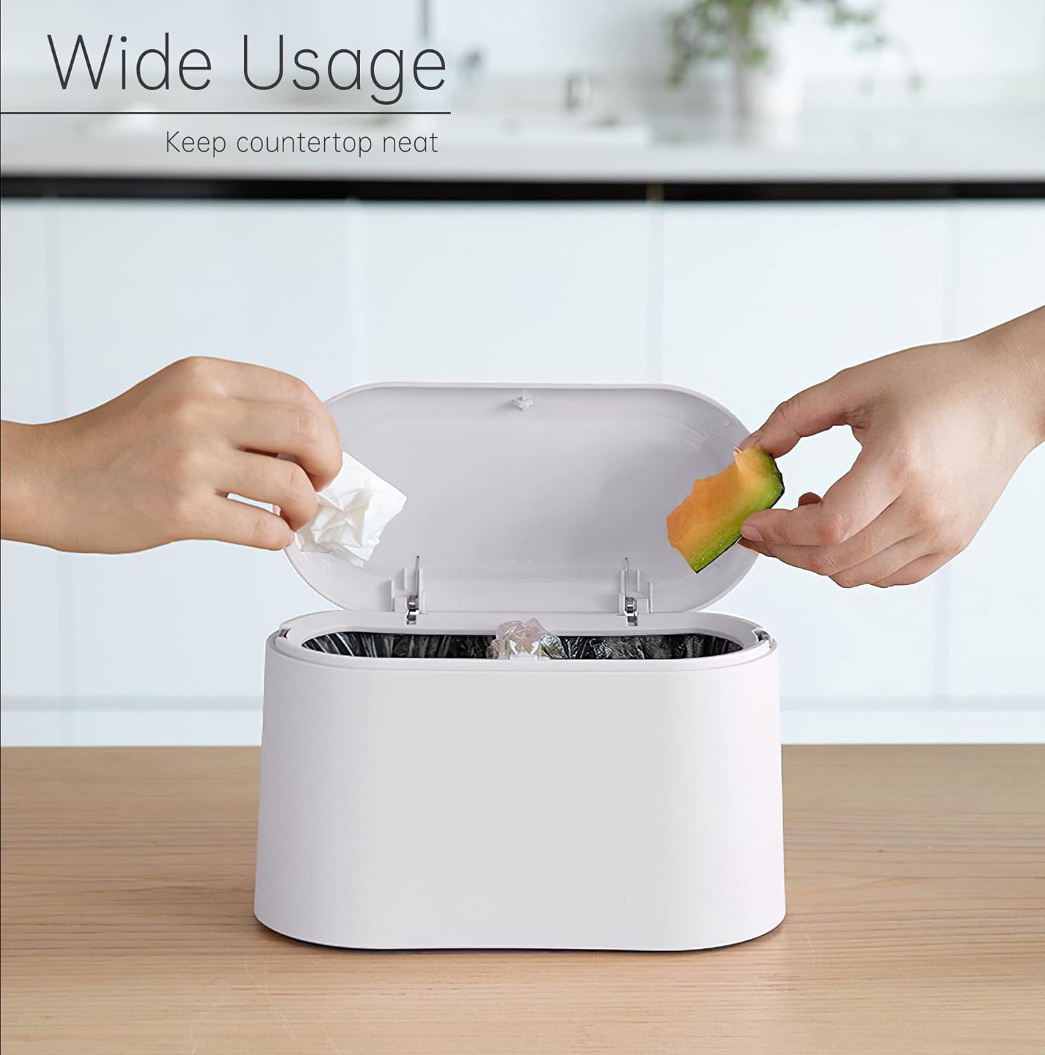Mini Trash Can with Lid Removable Pop Up Countertop Wastebasket