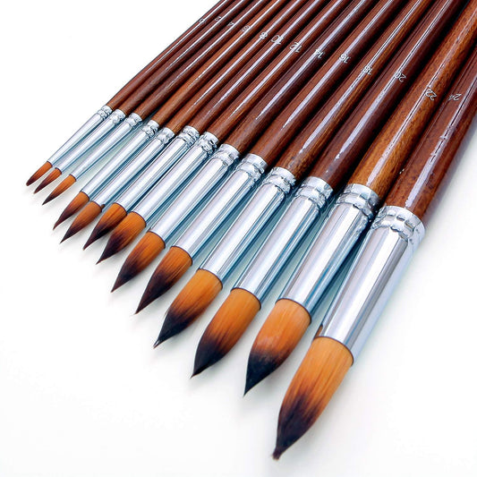 Artist Watercolor Paint Brushes Set 13pcs,Round Pointed Tip