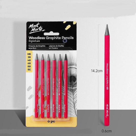 Mont Marte Woodless Graphite Pencils 6 Pack