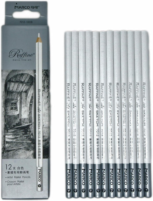 MARCO Raffine Professional Artist White Charcoal Pencil 12 Pack