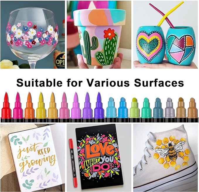 36 Colors Acrylic Paint Bursh Marker Dual Tip Pens - TTpen