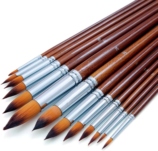 Artist Watercolor Paint Brushes Set 13pcs,Round Pointed Tip
