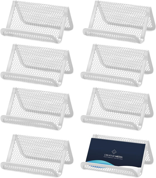 8pcs Business Card Holder Metal Mesh Silver