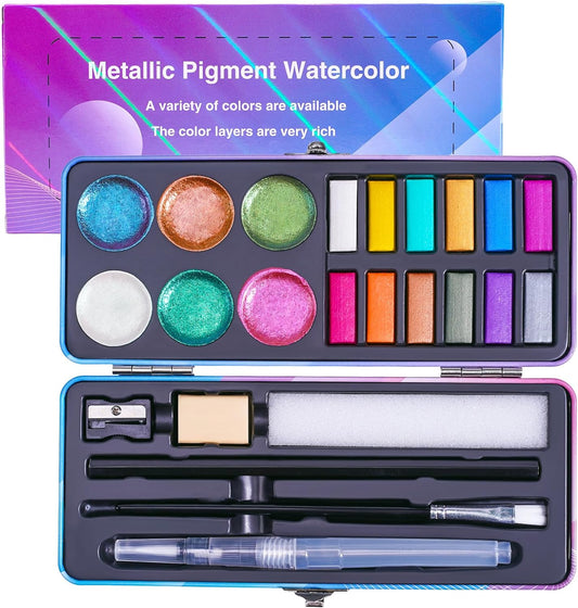 18 Color Metallic Watercolor Paint Set