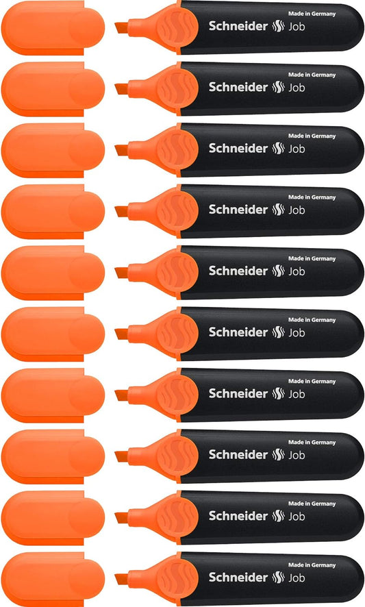 Schneider Job Highlighter,Chisel Tip,Orange Ink,10 Pack