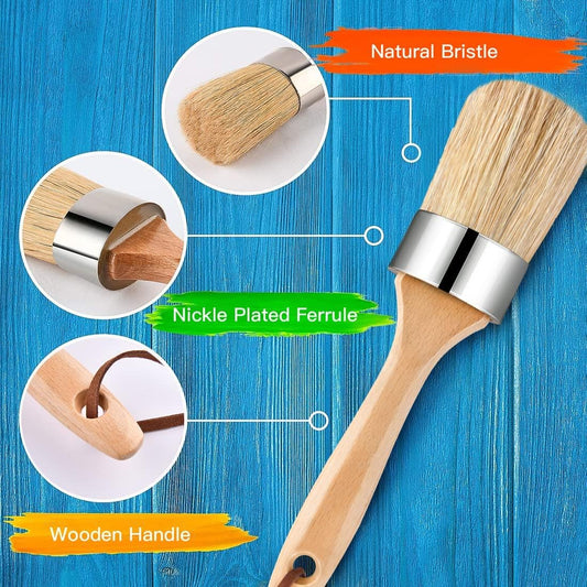 5pcs Chalk and Wax Paint Brush Round Wax Brushes for Waxing Furniture