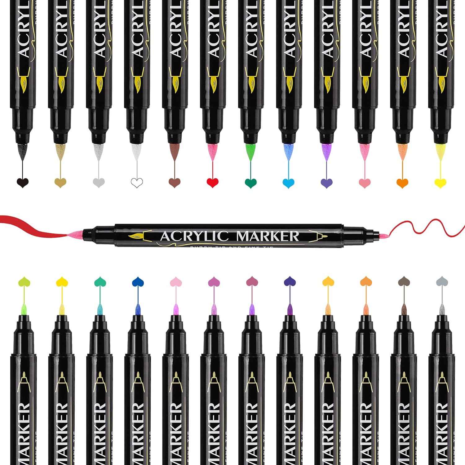 Guangna 36 Colors Dual Brush Tip Acrylic Paint Markers - TTpen