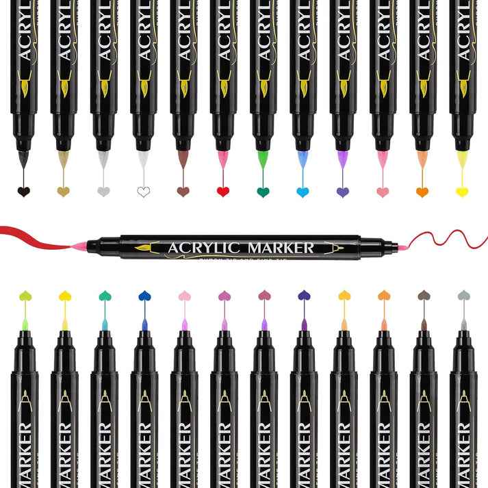 Guangna 48 Colors Dual Brush Tip Acrylic Paint Markers - TTpen
