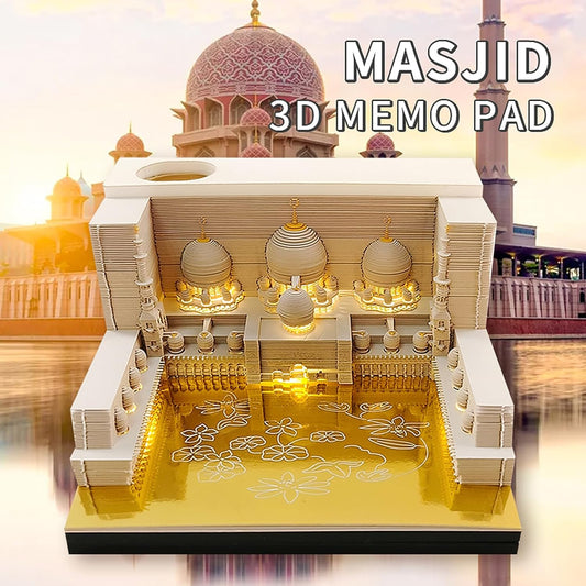 Masjid Art Paper Notepad 3D Memo Pads with Light