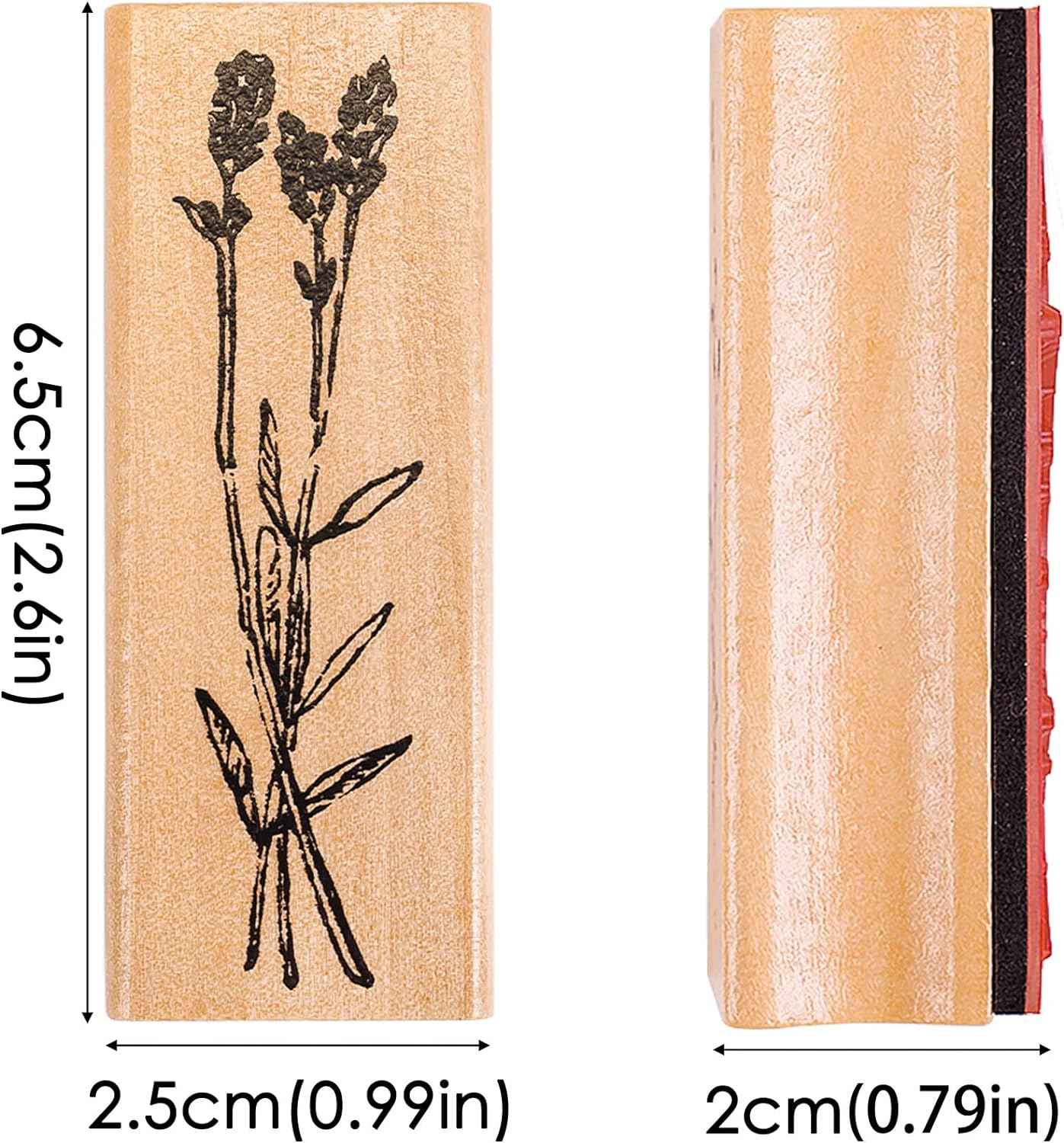 8pcs Vintage Plant Flower Decorative Rubber Wood Stamps for Crafting - TTpen