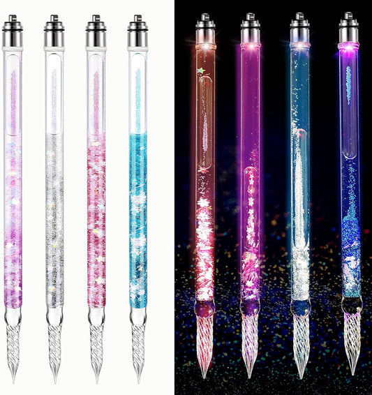 4pcs Glass Pen Calligraphy Dip Pen Glitter Style