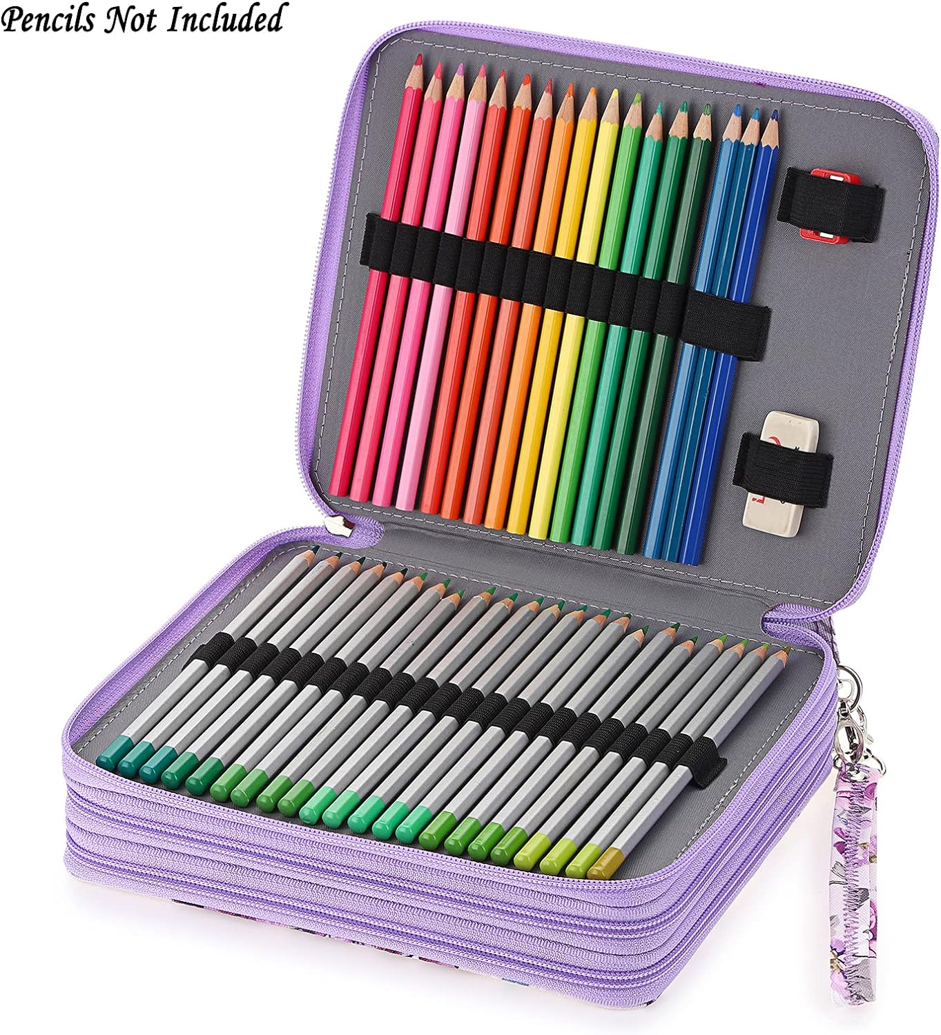 120 Slots Colored Pencil Case Purple Flower