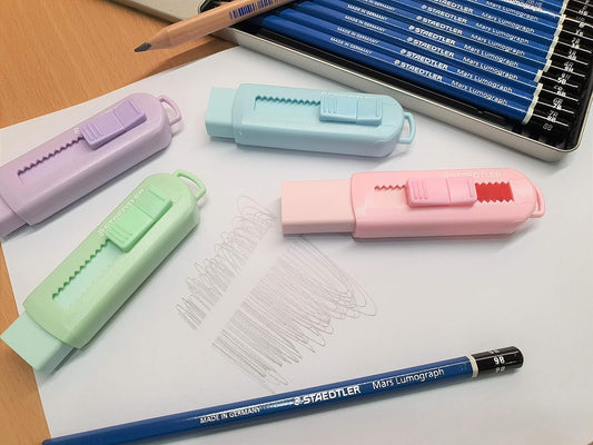 Staedtler Sliding Pencil Eraser with Plastic Sleeve,Pastel Color 4 Pack